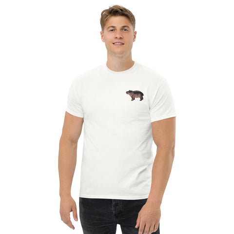 T-Shirt Nilpferdson gestickt auf Unisex – Weiß