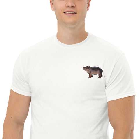 T-Shirt Nilpferdson gestickt auf Unisex – Weiß