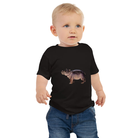 Nilpferdson gedruckt auf Baby-T-Shirt schwarz