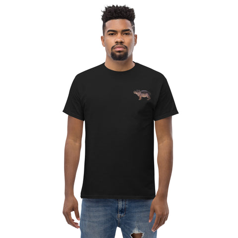 Nilpferdson gestickt auf Unisex T-Shirt schwarz