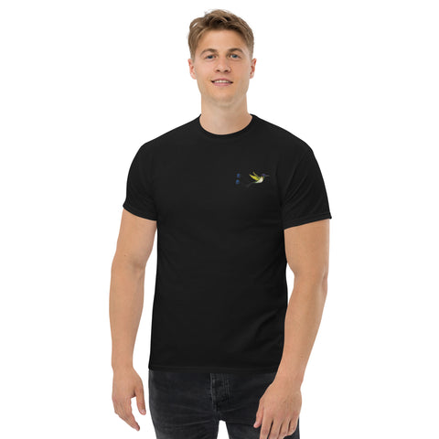 Kolibri gestickt auf Unisex T-Shirt schwarz