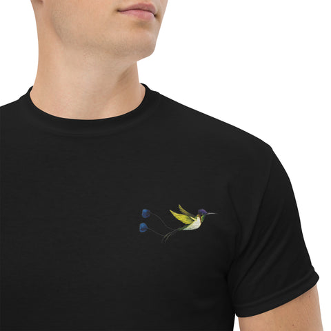 Kolibri gestickt auf Unisex T-Shirt schwarz