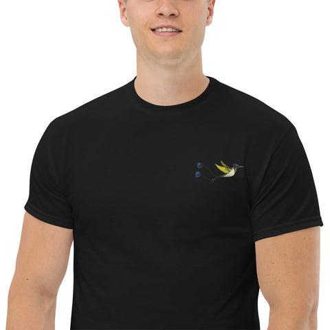 Kolibri gestickt auf Unisex T-Shirt schwarz