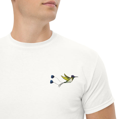 Kolibri gestickt auf Unisex T-Shirt weiß