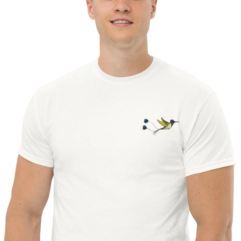 Kolibri gestickt auf Unisex T-Shirt weiß